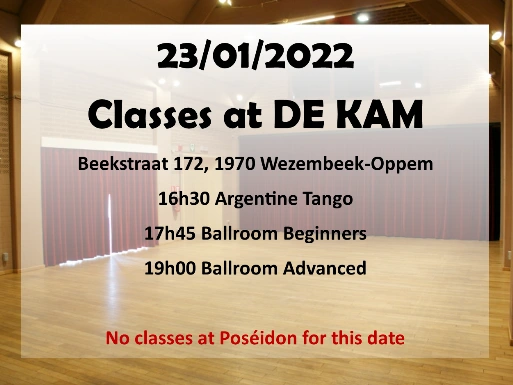 Exceptionally classes are at De Kam